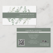 Elegant Eucalyptus Greenery Interior Designer 名刺 (正面/裏面)