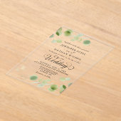 Elegant Eucalyptus Greenery Minimalist Wedding アクリル招待状 (レイダウン)