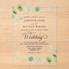 Elegant Eucalyptus Greenery Minimalist Wedding アクリル招待状
