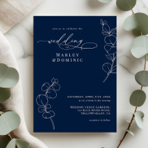 Elegant Eucalyptus Greenery Navy Blue Wedding