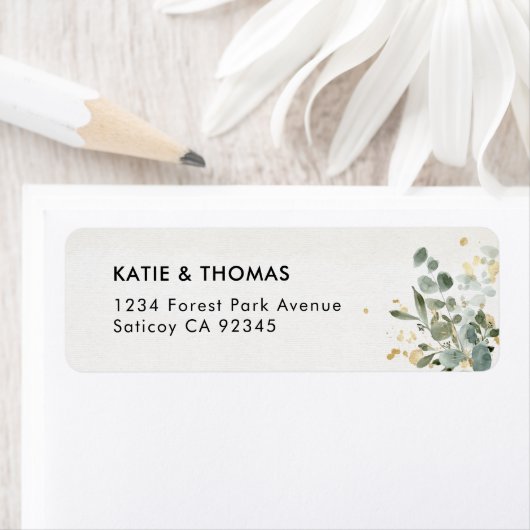 Elegant Eucalyptus Greenery Return Address Label ラベル (インサイチュ)
