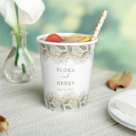 Elegant Eucalyptus Greenery Watercolor Wedding  紙コップ