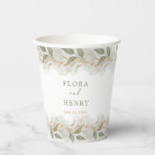 Elegant Eucalyptus Greenery Watercolor Wedding  紙コップ (正面)