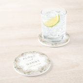 Elegant Eucalyptus Greenery Watercolor Wedding Pap コースター (側面)