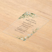 Elegant Eucalyptus Greenery Wedding アクリル招待状 (レイダウン)