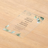 Elegant Eucalyptus Greenery Wedding アクリル招待状 (レイダウン)