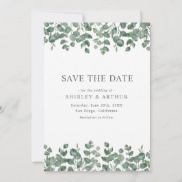 Elegant  Eucalyptus Greenery Wedding セーブザデート