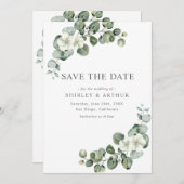 Elegant  Eucalyptus Greenery Wedding セーブザデート (正面/裏面)