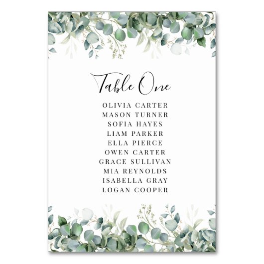 Elegant Eucalyptus Greenery Wedding テーブルナンバー (正面)