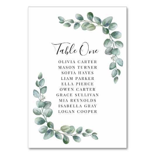 Elegant Eucalyptus Greenery Wedding  テーブルナンバー (正面)