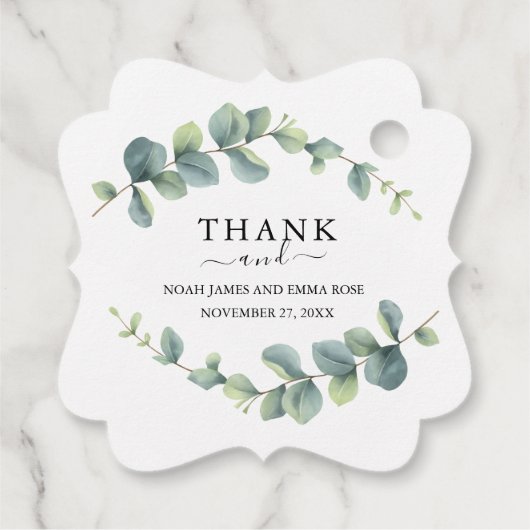 Elegant Eucalyptus Greenery Wedding  フェイバータグ (裏面)