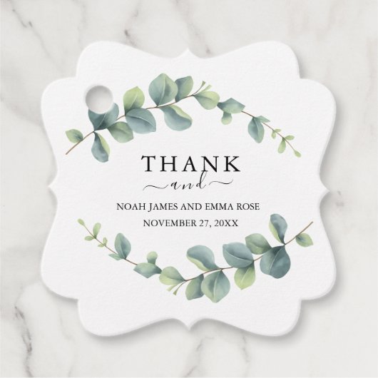 Elegant Eucalyptus Greenery Wedding  フェイバータグ (正面)
