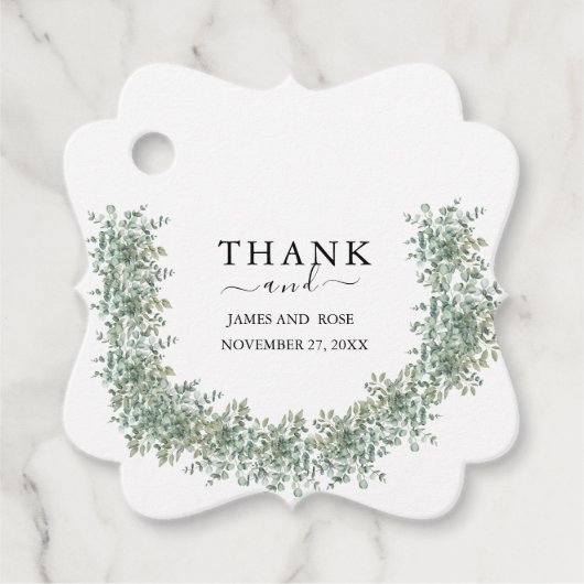 Elegant Eucalyptus Greenery Wedding フェイバータグ (正面)