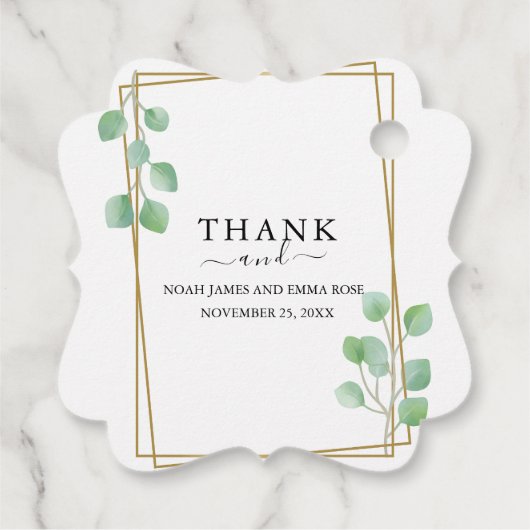 Elegant Eucalyptus Greenery Wedding フェイバータグ (裏面)