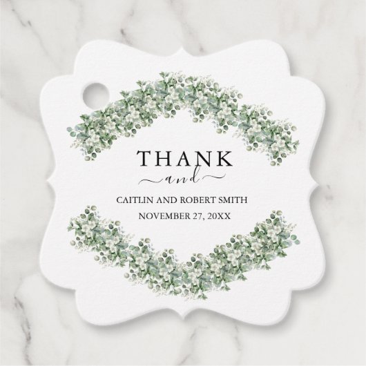 Elegant Eucalyptus Greenery Wedding フェイバータグ (正面)