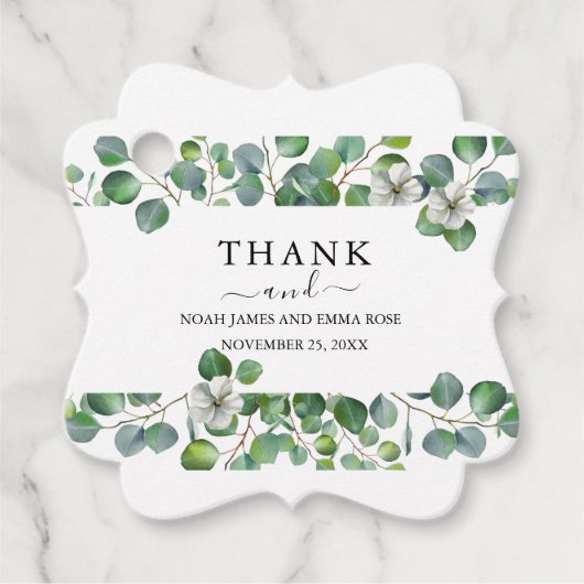 Elegant Eucalyptus Greenery Wedding フェイバータグ (正面)