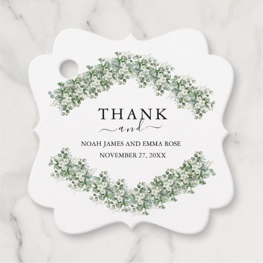Elegant Eucalyptus Greenery Wedding フェイバータグ (正面)