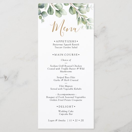 Elegant  Eucalyptus Greenery Wedding  メニュー (正面)