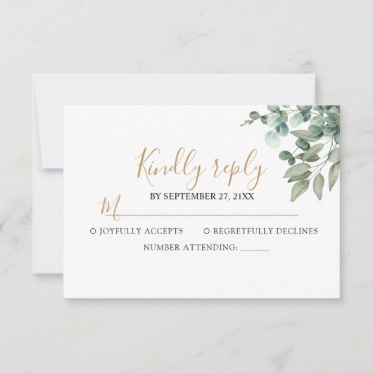 Elegant  Eucalyptus Greenery Wedding  出欠カード (正面)