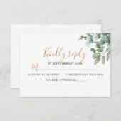 Elegant  Eucalyptus Greenery Wedding  出欠カード (正面/裏面)