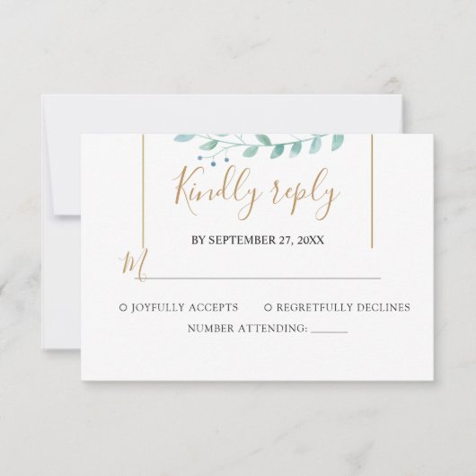 Elegant  Eucalyptus Greenery Wedding 出欠カード (正面)