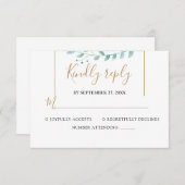 Elegant  Eucalyptus Greenery Wedding 出欠カード (正面/裏面)