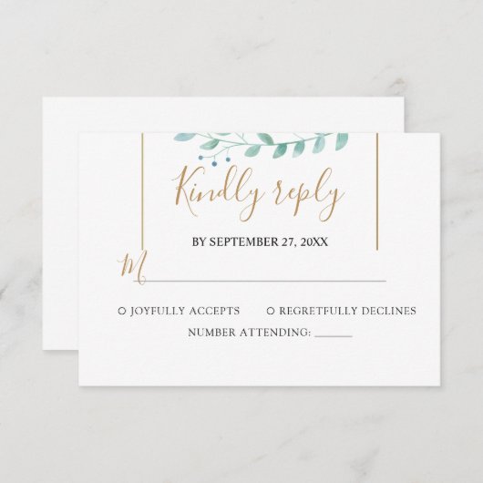 Elegant Eucalyptus Greenery Wedding 出欠カード (正面/裏面)