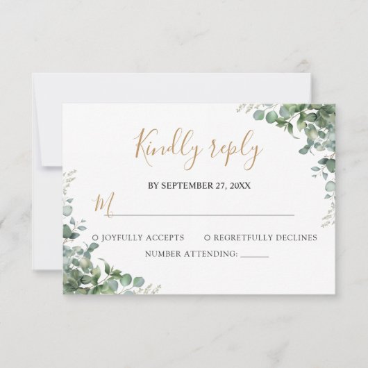 Elegant  Eucalyptus Greenery Wedding 出欠カード (正面)