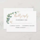 Elegant  Eucalyptus Greenery Wedding 出欠カード (正面/裏面)