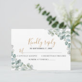 Elegant  Eucalyptus Greenery Wedding  出欠カード (スタンド正面)