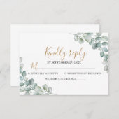 Elegant  Eucalyptus Greenery Wedding  出欠カード (正面/裏面)