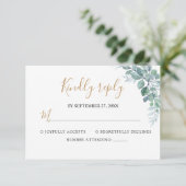 Elegant  Eucalyptus Greenery Wedding 出欠カード (スタンド正面)