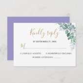 Elegant  Eucalyptus Greenery Wedding 出欠カード (正面/裏面)