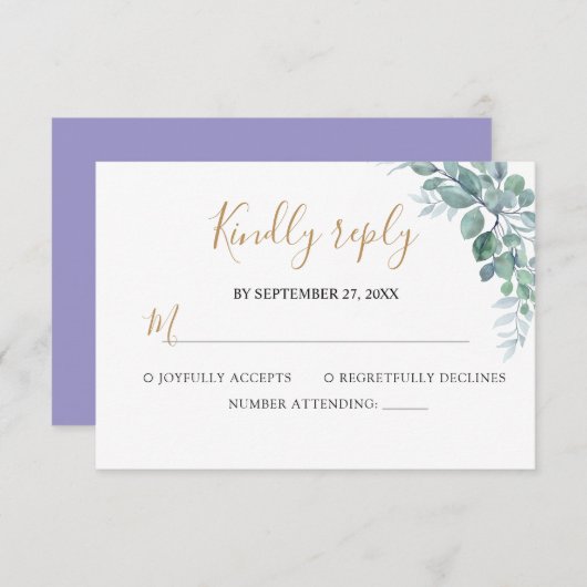 Elegant  Eucalyptus Greenery Wedding 出欠カード (正面/裏面)