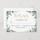 Elegant  Eucalyptus Greenery Wedding  出欠カード (正面/裏面)