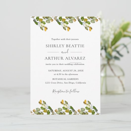 Elegant Eucalyptus Greenery Wedding 招待状 (スタンド正面)
