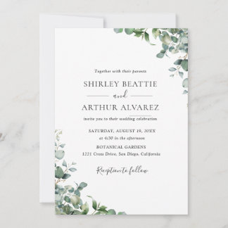 Elegant Eucalyptus Greenery Wedding 招待状