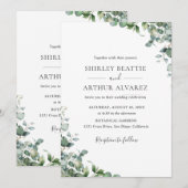 Elegant Eucalyptus Greenery Wedding 招待状 (正面/裏面)