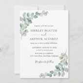 Elegant Eucalyptus Greenery Wedding 招待状 (正面)