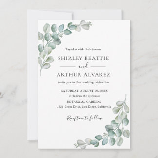 Elegant Eucalyptus Greenery Wedding 招待状