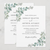 Elegant Eucalyptus Greenery Wedding 招待状 (正面/裏面)