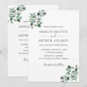 Elegant Eucalyptus Greenery Wedding 招待状 (正面/裏面)