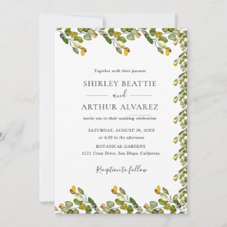 Elegant Eucalyptus Greenery Wedding 招待状
