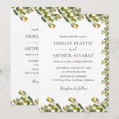 Elegant Eucalyptus Greenery Wedding 招待状 (正面/裏面)