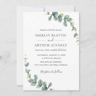Elegant Eucalyptus Greenery Wedding 招待状