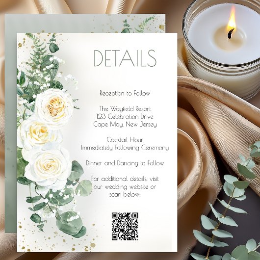 Elegant Eucalyptus Greenery Wedding Details Card 招待状