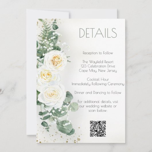 Elegant Eucalyptus Greenery Wedding Details Card 招待状 (正面)