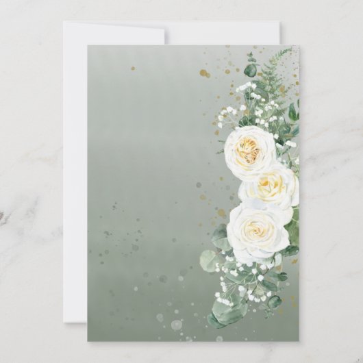 Elegant Eucalyptus Greenery Wedding Details Card 招待状 (裏面)