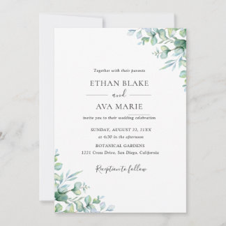 Elegant Eucalyptus Greenery Wedding  Invitation 招待状