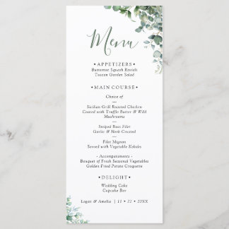 Elegant Eucalyptus Greenery Wedding Menu メニュー